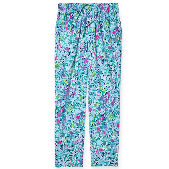 LILLY PULITZER Mens Pajama Bottom Multi Dive Bar 30” Inseam Woven Stretch Cotton